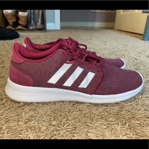 Burgundy adidas tennis shoes